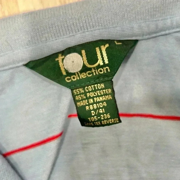 Vintage 80s Sears Tour Collection Cotton Golf Polo Pocket Collared Shirt Size L - Picture 2 of 6